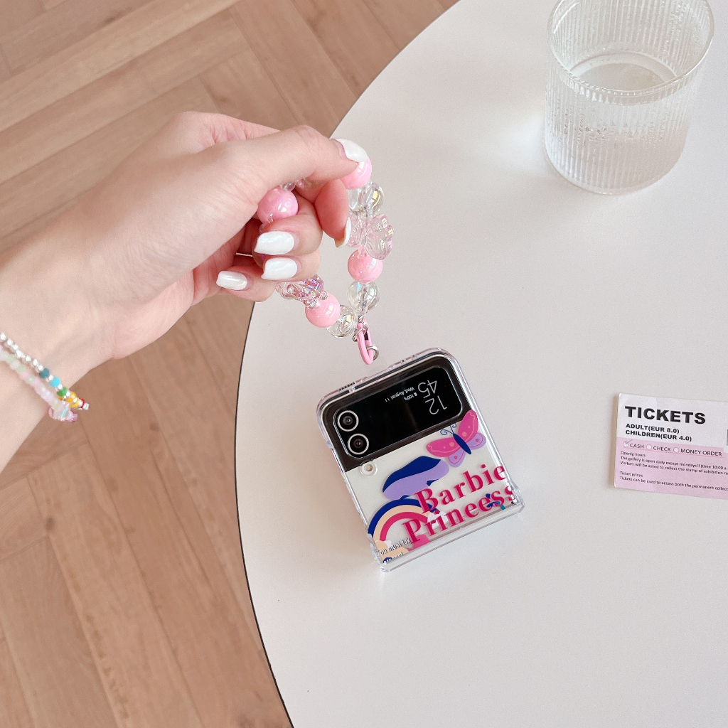 Đối với samsung galaxy z flip 5 màn hình gập vỏ bảo vệ chống rơi cặp đôi vỏ điện thoại phim hoạt hình dễ thương barbie princess three-piece set pc hard case