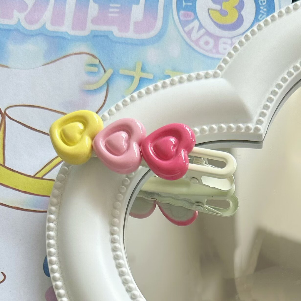 Kẹp Tóc Màu Hồng Vàng Xanh Lá Cây Ngọt Ngào Dễ Thương Cho Nữ