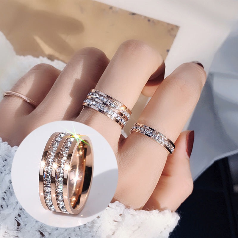 Nhẫn Thép Titan Không Phai Màu Phong Cách Nhật Hàn Cho Cặp Đôi