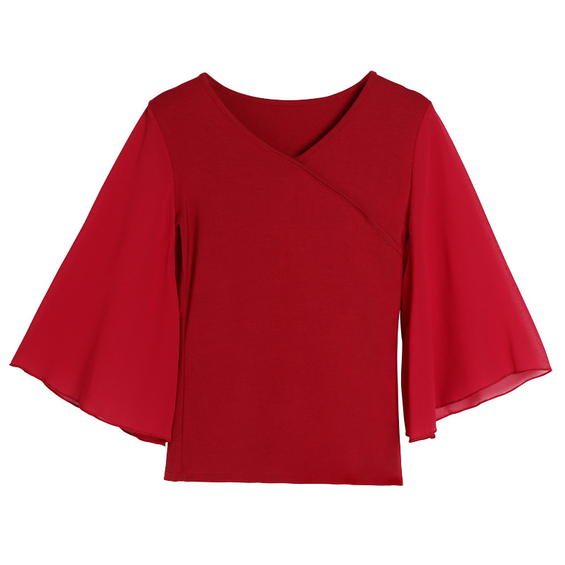 Modal top voan flare tay áo biểu diễn khiêu vũ