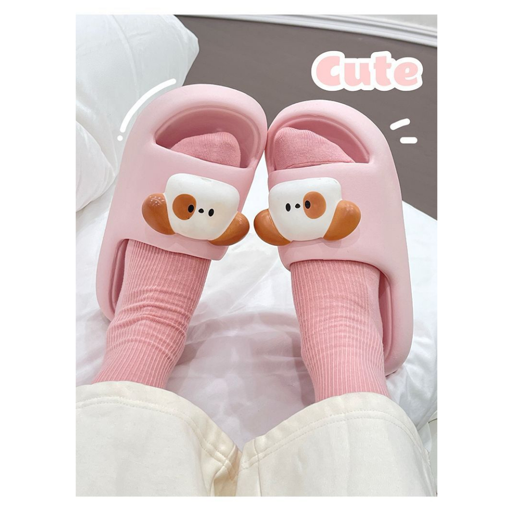Dép Lê Chống Trượt Mềm Mại In Hình Chú Chó QINOS Đáng Yêu Thời Trang Unisex