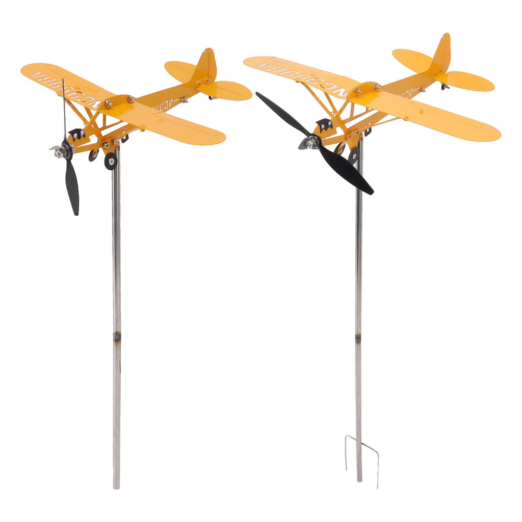 Piper J3 Cub Máy Bay Weathervane 3D Kim Loại Thời Tiết Cánh Quạt Ngoài Trời Mái Hướng Gió Đèn Báo Trang Trí Sân Vườn
