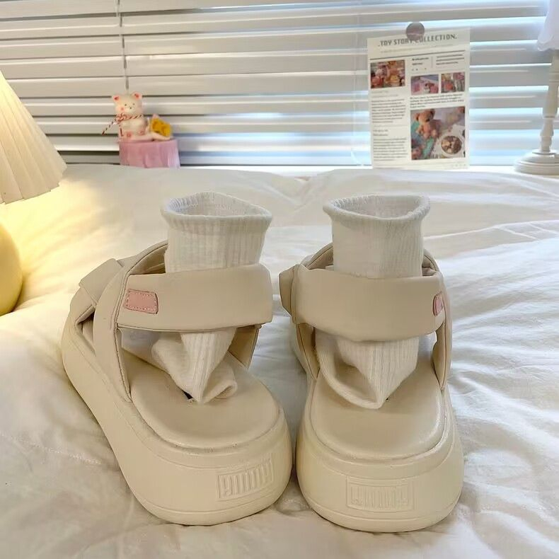 Xăng đan nơ nữ giày La Mã đế dày mẫu mới mùa hè 2023