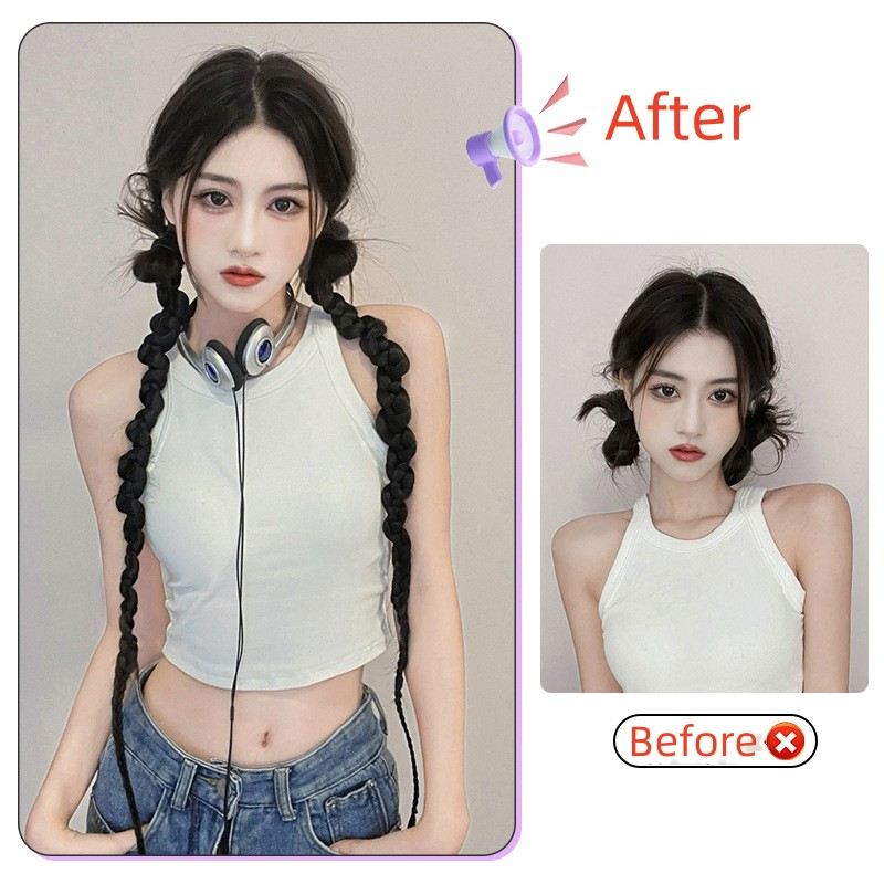 Tóc giả thắt bím dài đẹp cho nữ Koty Beauty, tóc tết giả thắt bính