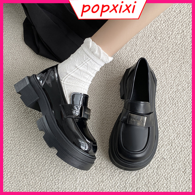 ❤❤Giày Da Mũi Tròn Đế Dày Phong Cách Retro Anh Quốc Cho Nữ