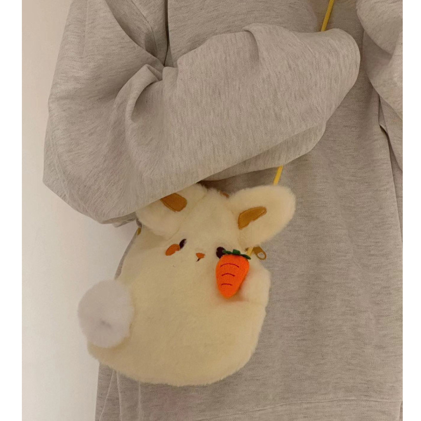 Mr.puffer Túi Đeo Chéo Nhỏ Hình Thỏ Cà Rốt Nhồi Bông Dễ Thương Dành Cho Mẹ Và Bé
