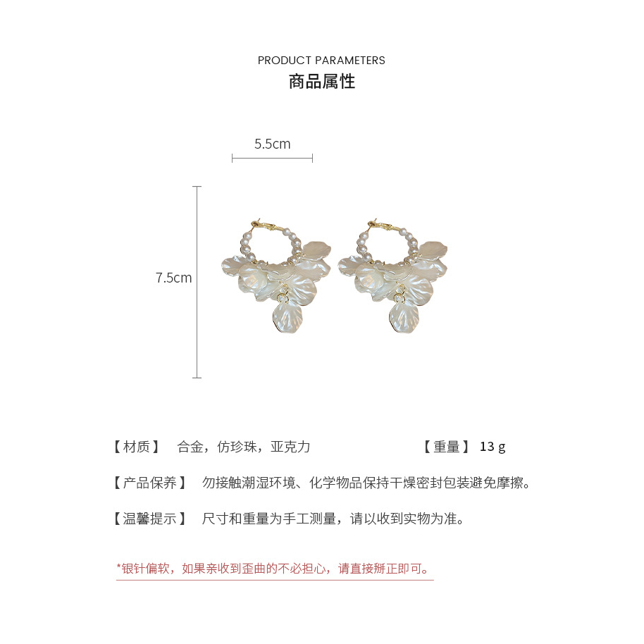 Bông Tai Mạ Bạc Hình Cánh Hoa Đính Ngọc Trai Sang Trọng Thời Trang Cho Nữ