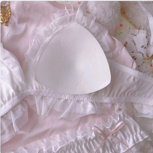 Áo Ngực Không Gọng Phối Ren Thoáng Khí Đính Nơ Dễ Thương Cho Nữ