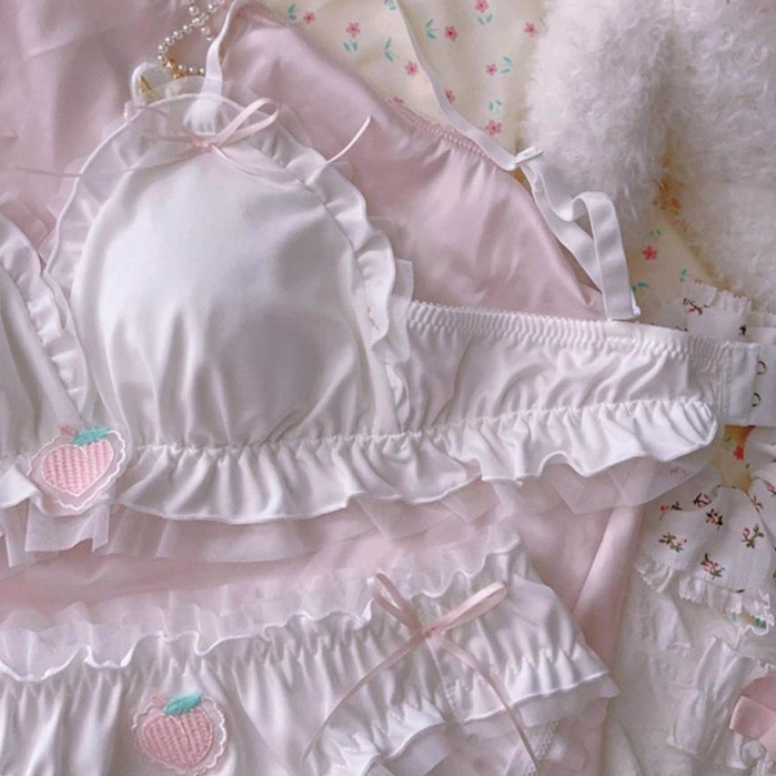 Áo Ngực Không Gọng Phối Ren Thoáng Khí Đính Nơ Dễ Thương Cho Nữ