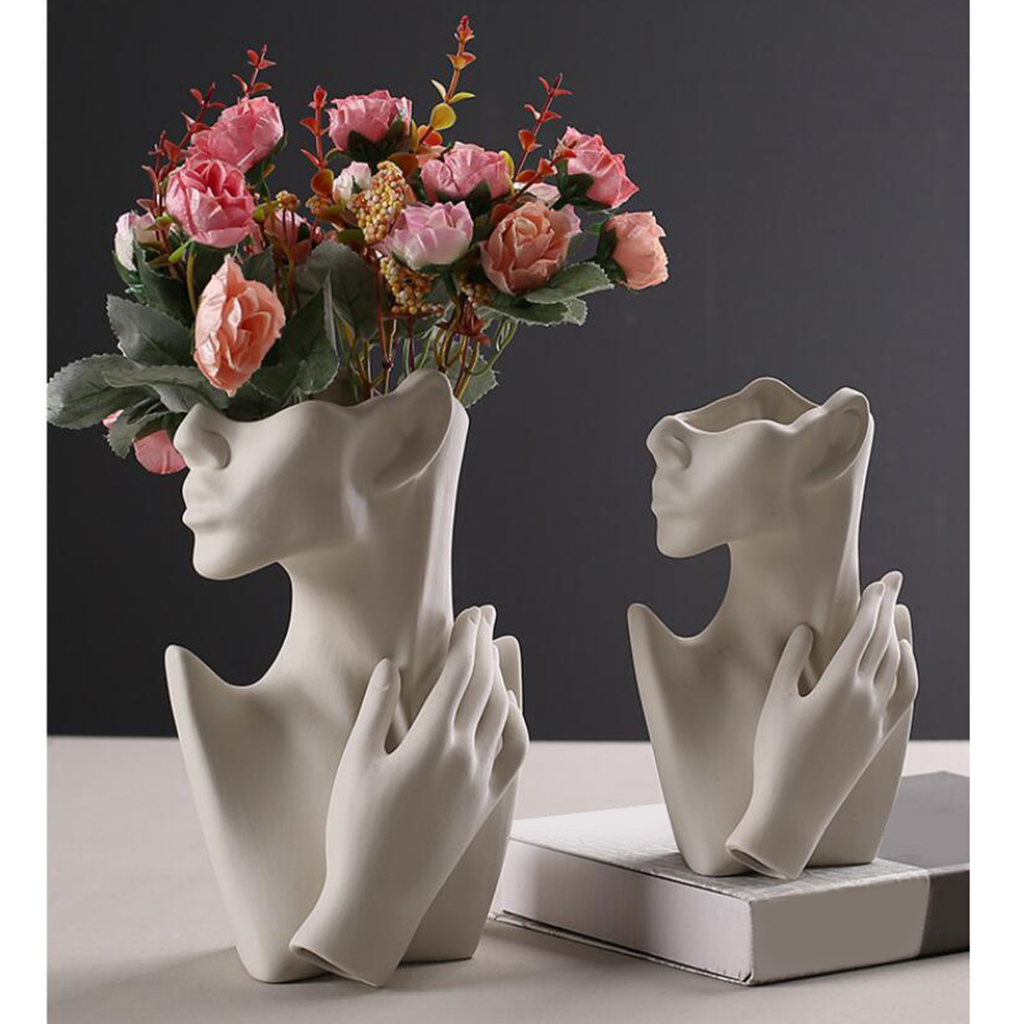 LOVIVER Chậu Hoa Bằng Gốm Sứ Màu Trắng Dùng Trang Trí Nhà Cửa