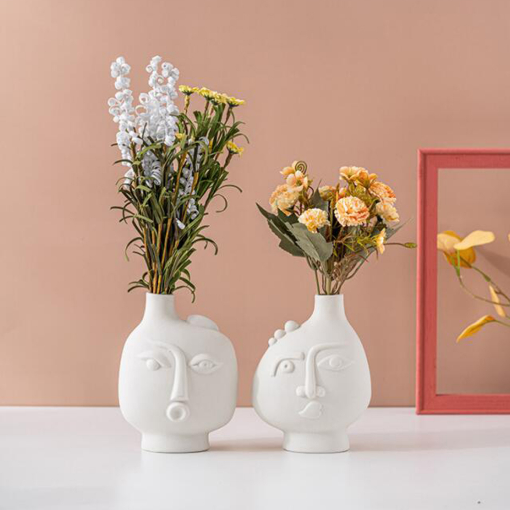 LOVIVER Chậu Hoa Bằng Gốm Sứ Màu Trắng Dùng Trang Trí Nhà Cửa