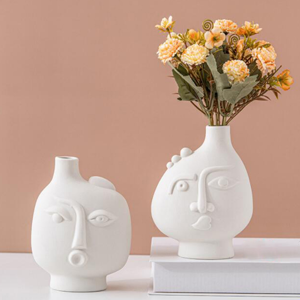 LOVIVER Chậu Hoa Bằng Gốm Sứ Màu Trắng Dùng Trang Trí Nhà Cửa