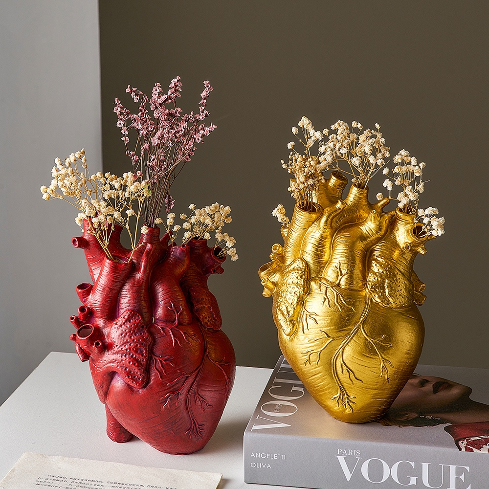 LOVIVER Tượng Điêu Khắc Hình Trái Tim Bằng Nhựa Resin Trang Trí Phòng Khách / Phòng Ngủ Chậu Hoa Hình Trái Tim Nghệ Thuật Điêu Khắc Nghệ Thuật Để Bàn Trang Trí