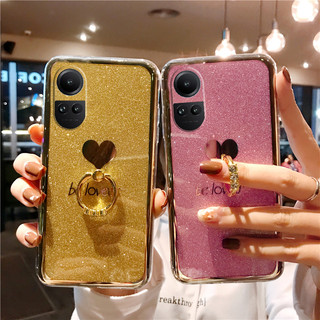 Ốp Điện Thoại Mới OPPO Reno 10 Pro + 5G Reno10 8T A38 A58 A78 5G A98 A57 2022 A77s A17 A17k Bling Glitter Be Loved Silicone Ring Holder Softcase Reno10Pro OPPOA98 OPPOA78 Reno8T