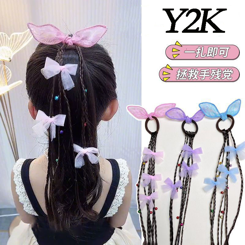 Dây Buộc Tóc Đuôi Ngựa Đính Nơ Xinh Xắn Y2K Cho Bé Gái