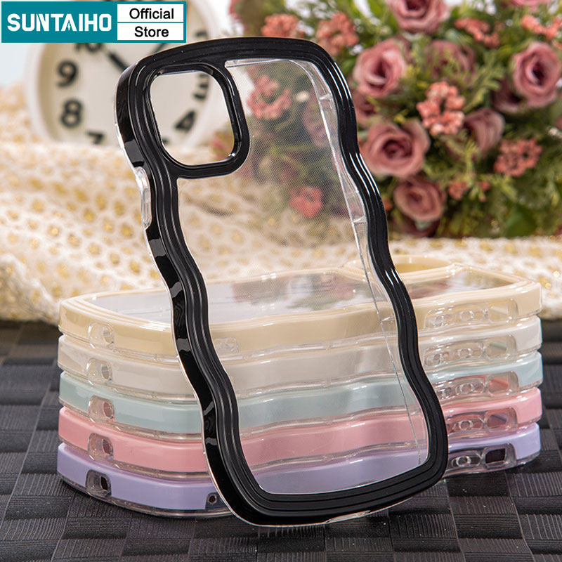Suntaiho Ốp lưng iphone Ốp điện thoại trong suốt viền màu tùy chọn thích hợp cho iPhone XR 11 Pro 13 12 14 Pro Max X XS Max
