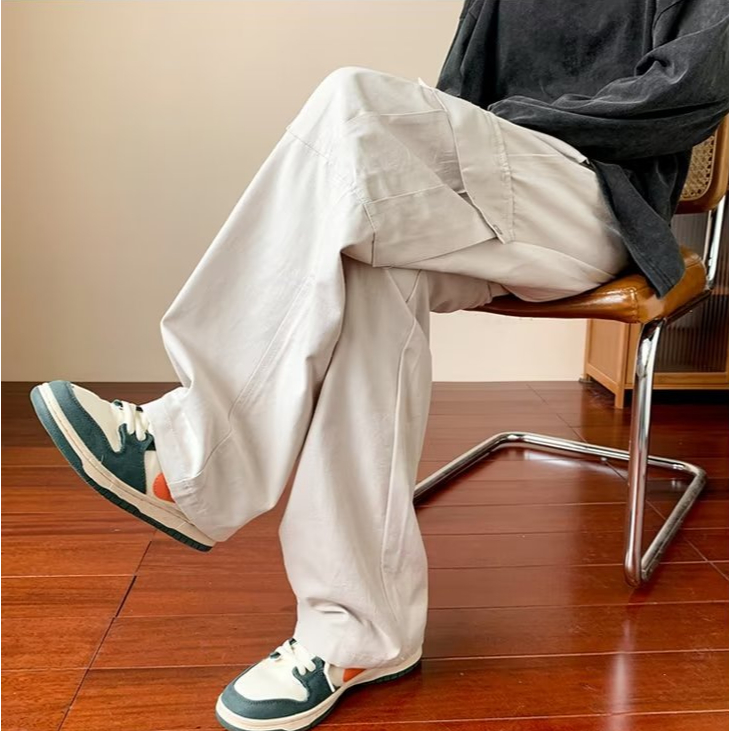 Quần kaki túi hộp Hiphop ống rộng xuông dài Quần Trơn Trang Cho Nam cargo pants thời trang cho quần unisex cargo pants
