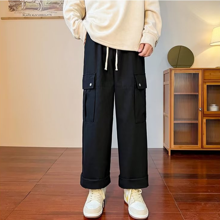 Quần kaki túi hộp Hiphop ống rộng xuông dài Quần Trơn Trang Cho Nam cargo pants thời trang cho quần unisex cargo pants