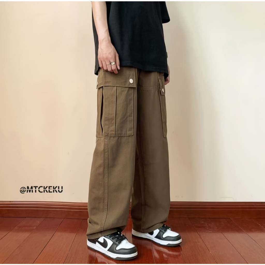 Quần kaki túi hộp Hiphop ống rộng xuông dài Quần Trơn Trang Cho Nam cargo pants thời trang cho quần unisex cargo pants