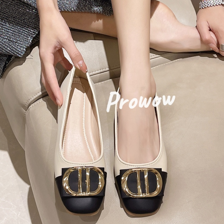 Prowow❤Giày Búp Bê Mũi Vuông Thời Trang Dành Cho Nữ