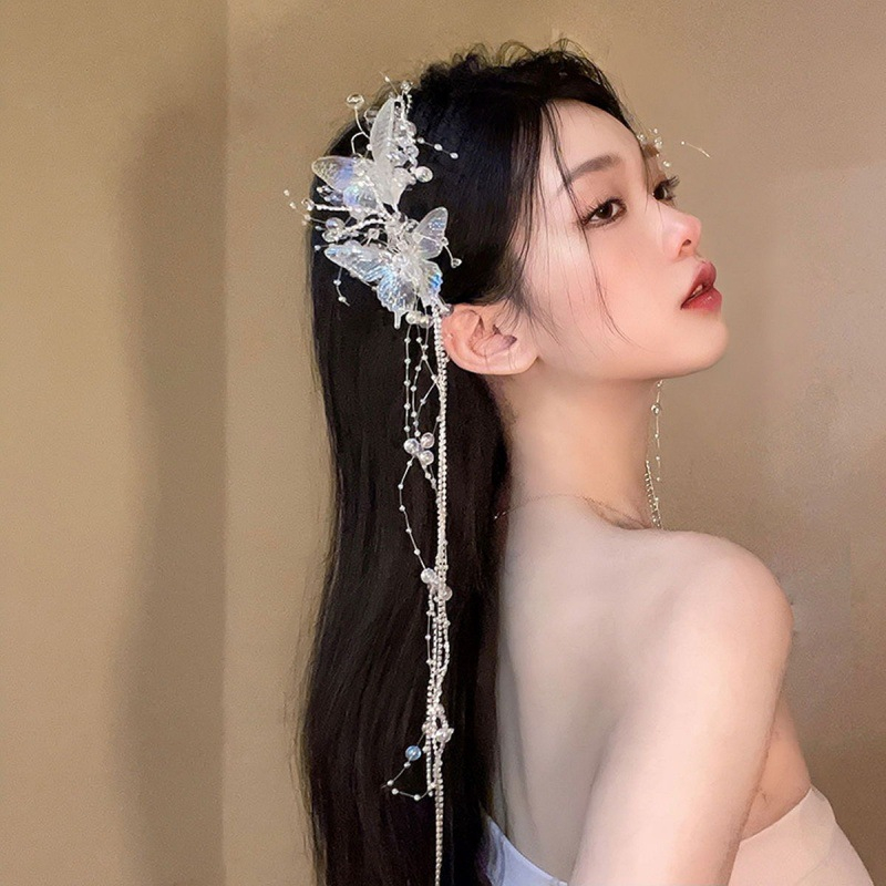 GETNOIVAS Kẹp Tóc Hình Hoa / Bướm Đính Đá Pha Lê Handmade Thời Trang Cho Cô Dâu