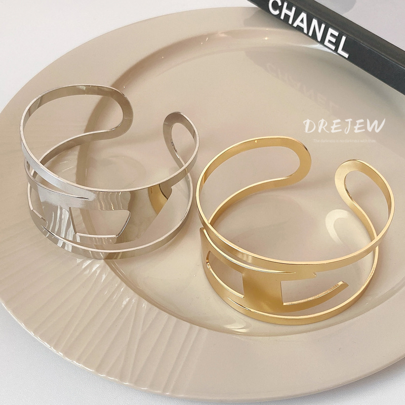 DREJEW Vòng Đeo Cánh Tay Hai Lớp Bằng Kim Loại Nhẹ Thiết Kế Đơn Giản Thời Trang Cá Tính Phong Cách Âu Mỹ