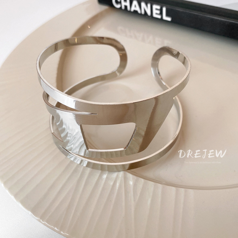 DREJEW Vòng Đeo Cánh Tay Hai Lớp Bằng Kim Loại Nhẹ Thiết Kế Đơn Giản Thời Trang Cá Tính Phong Cách Âu Mỹ