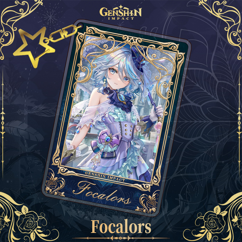 Genshin impact focalors keychain dress style interlayer key chain mặt dây chuyền