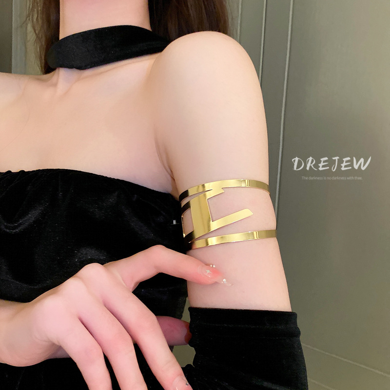 DREJEW Vòng Đeo Cánh Tay Hai Lớp Bằng Kim Loại Nhẹ Thiết Kế Đơn Giản Thời Trang Cá Tính Phong Cách Âu Mỹ