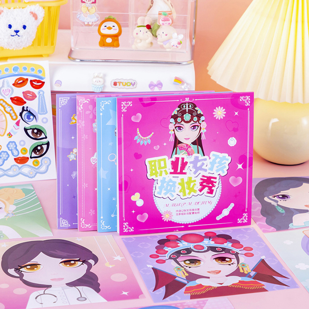 Sanrio Mới Dán Trang Phục Sách Yên Tĩnh Kuromi Melody Girl Dress Up Doudou Giáo Dục Dành Cho Trẻ Em Handmade Diy Crayon Shin-chan Vải Doll