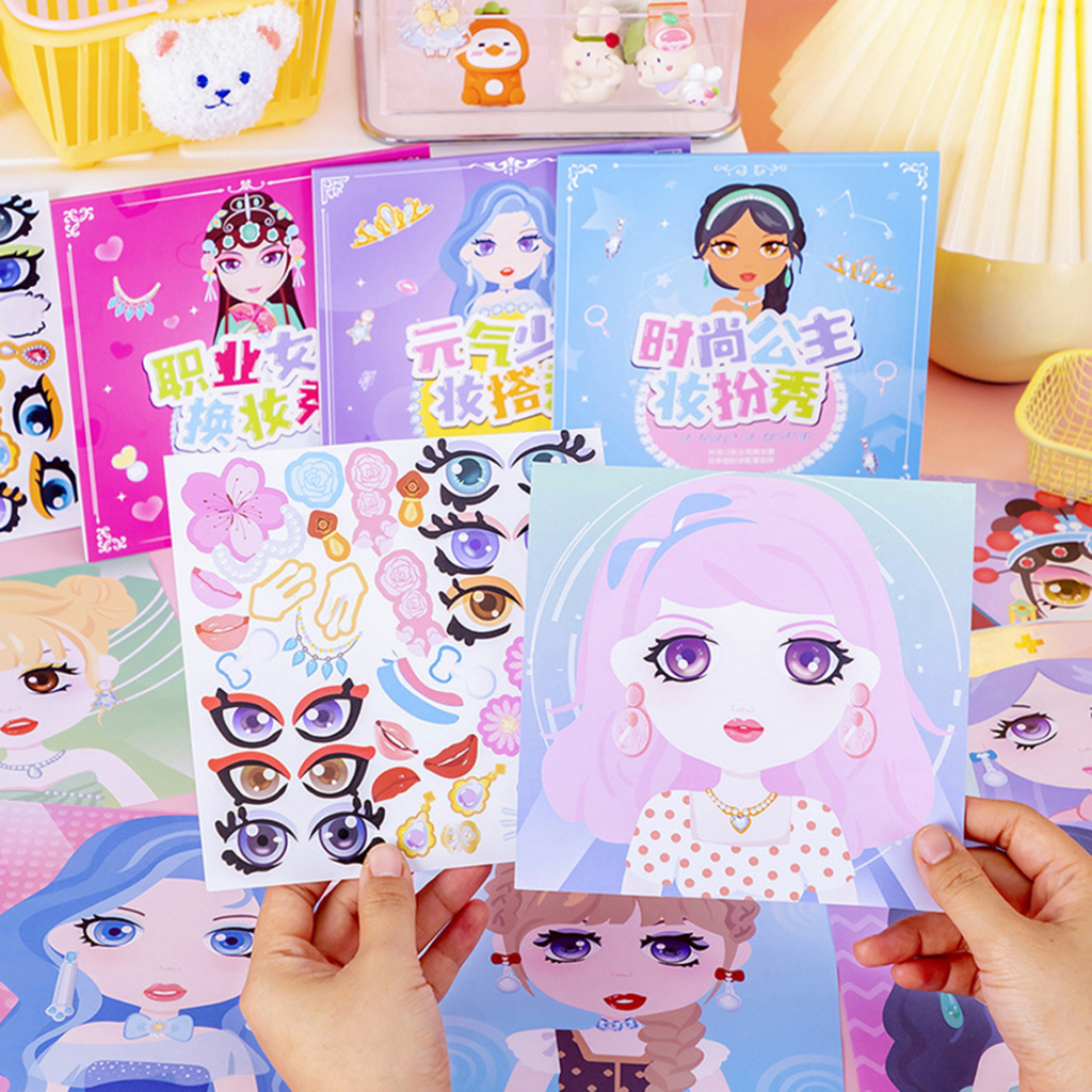 Sanrio Mới Dán Trang Phục Sách Yên Tĩnh Kuromi Melody Girl Dress Up Doudou Giáo Dục Dành Cho Trẻ Em Handmade Diy Crayon Shin-chan Vải Doll