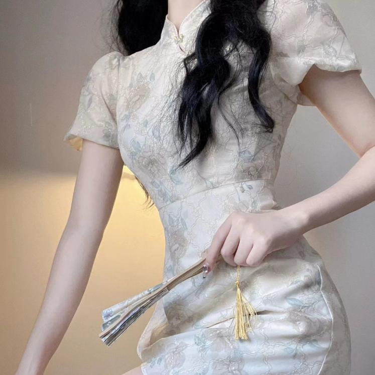 UIOWOO Đầm sườn xám cách tân xẻ tà quyến rũ thời trang cho nữ