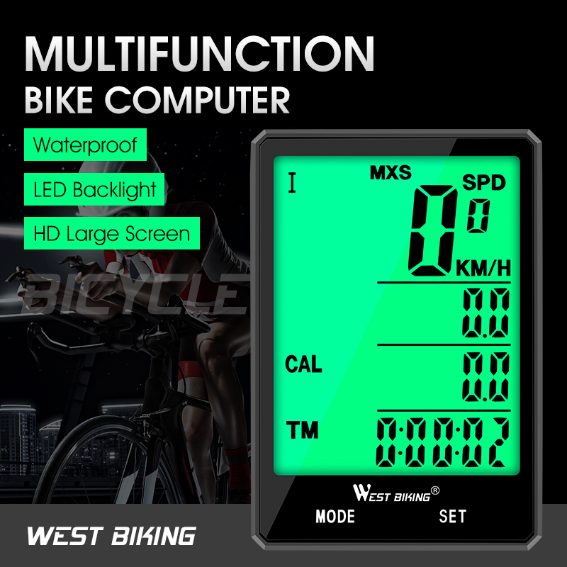 Đồng hồ đo tốc độ WEST BIKING chống thấm nước chuyên dụng cho xe đạp tùy chọn có dây hoặc không dây