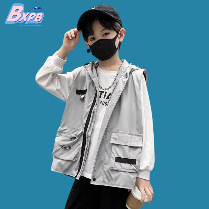 Áo Khoác Không Tay Có Mũ Trùm Dáng Rộng Thoải Mái Theo Phong Cách Mùa Thu Hàn Quốc / Size 120-170