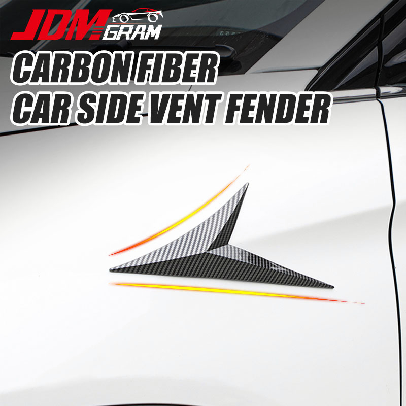 FENDER Sợi carbon xe hơi bên lỗ thông hơi nhãn dán 2 cái trang trí jdm phổ quát đua xe sửa đổi vây cá mập dòng khí cánh lướt gió trang trí phụ kiện ngoại thất ô tô