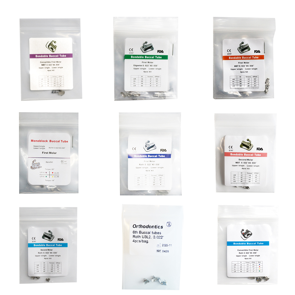 Set 10 Gói 40 Khối Đơn / Khối Lửa 1St / Roth / mbt 0.022 Chuyên Dụng 10pack 40pcs 1St Molar Monoblock/mesh base edgewise/Roth/mbt 0.022 Single No/Convertible Buccal Tube