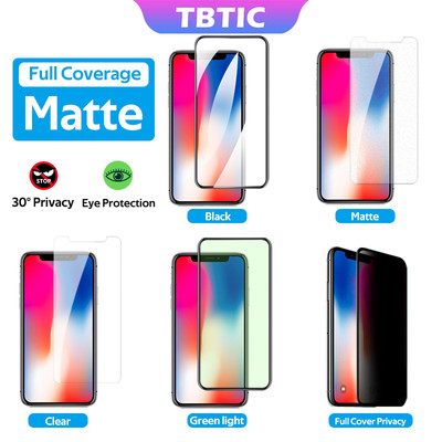Tbtic Cho iPhone 16 15 14 13 12 11 Pro Max Mini Xr X Xs Max 8 7 Plus HD Matte Bảo Vệ Màn Hình Riêng Tư Kính Cường Lực