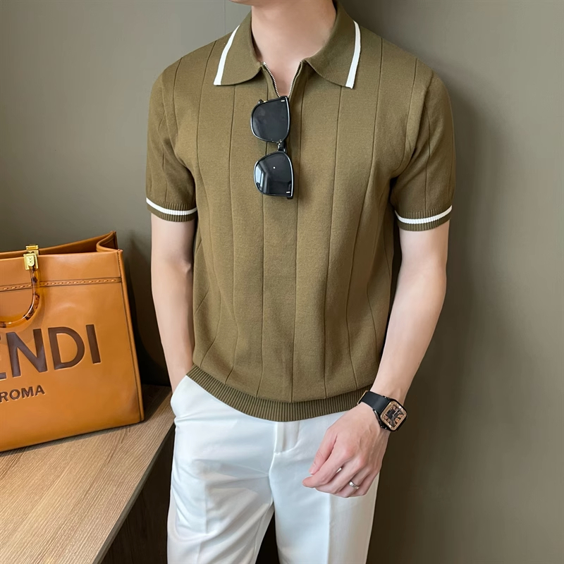 Áo Thun POLO Dệt Kim Ngắn Tay Thời Trang Mùa Hè Cho Nam