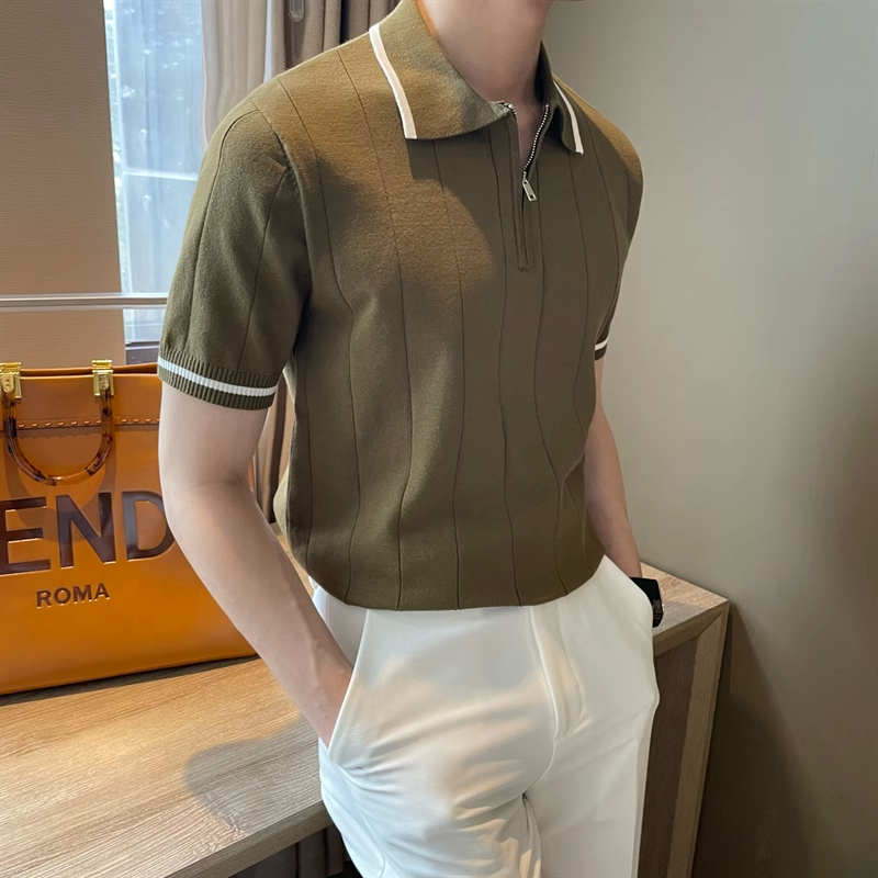 Áo Thun POLO Dệt Kim Ngắn Tay Thời Trang Mùa Hè Cho Nam
