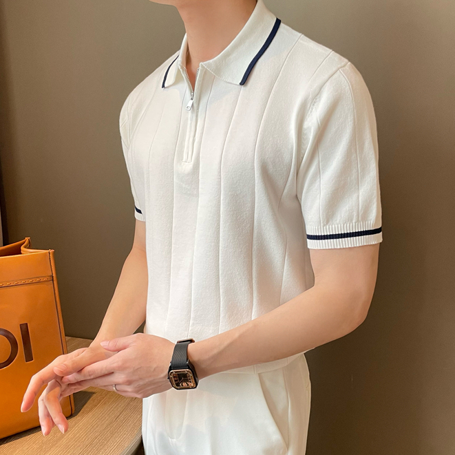 Áo Thun POLO Dệt Kim Ngắn Tay Thời Trang Mùa Hè Cho Nam