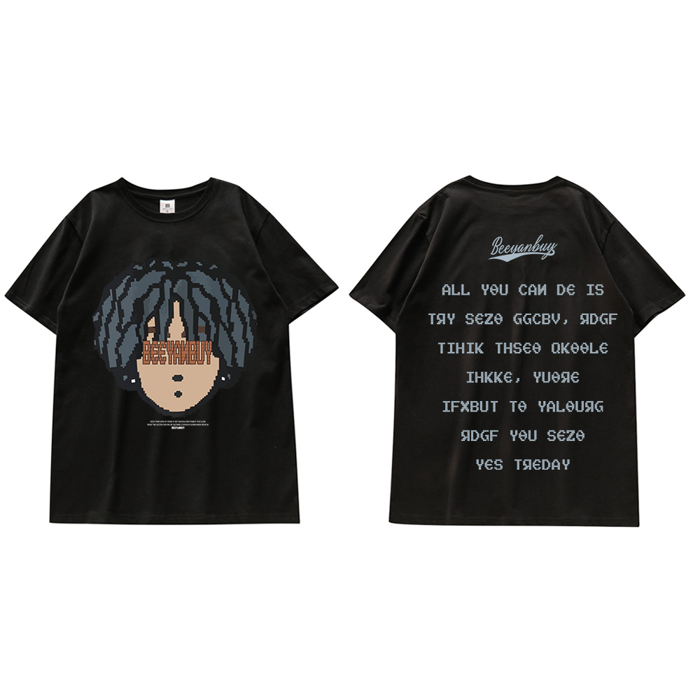 Áo Thun Cotton Ngắn Tay Dáng Rộng In Hình Phong Cách Hip Hop Cá Tính Cho Nam