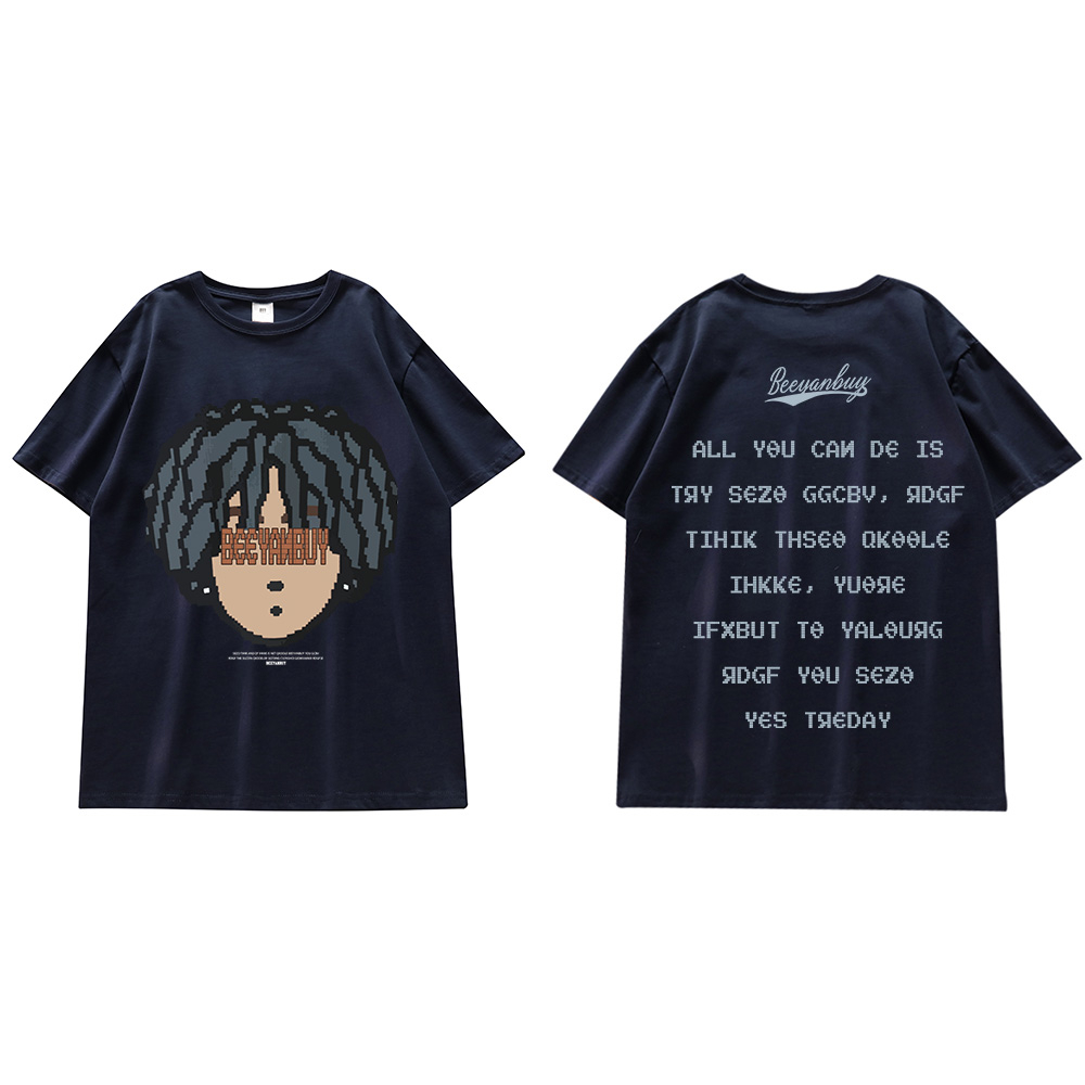 Áo Thun Cotton Ngắn Tay Dáng Rộng In Hình Phong Cách Hip Hop Cá Tính Cho Nam