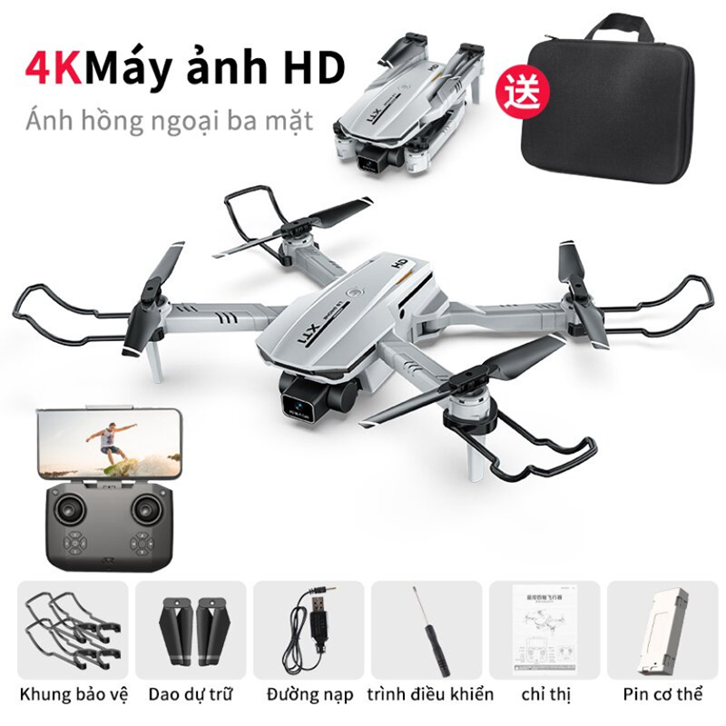 FlycamFlycam XT1 4k DRONE Máy ảnh kép 4K áy bay không người lái chụp ảnh trên không có thể gập lại tiêu điểm tự động