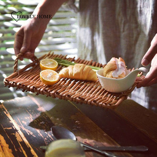 Khay đựng trái cây bằng dây mây có tay cầm
