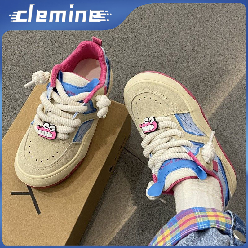 Clemine Giày vải nữ dễ thương nhật bản giày thể thao dày-chốt thoáng khí mới