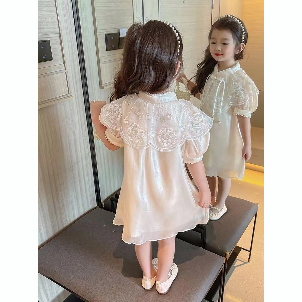 Váy cho bé gái mùa hè váy công chúa trẻ em cloud shoulder Váy sườn xám