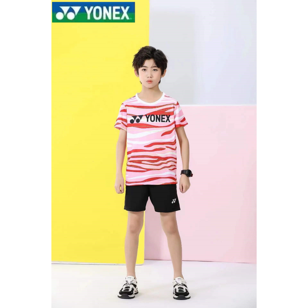 2023 áo cầu lông yonex mới nam và nữ tay ngắn thoáng khí khô nhanh quần áo thể thao hàn quốc áo tập trẻ em hàng đầu