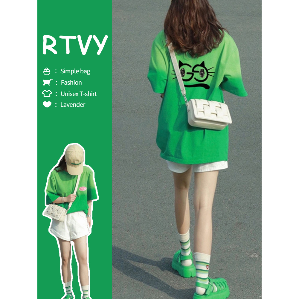 Áo Thun Tay Ngắn Cổ Tròn Màu Xanh Lá Cây Phong Cách Retro Mỹ Cho Nữ