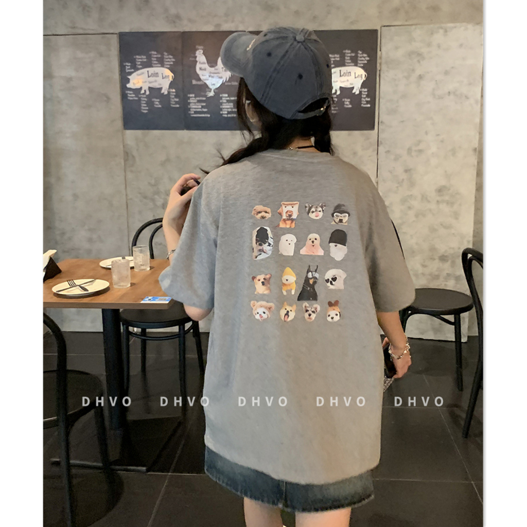 We11done cartoon dog short sleeve nam và nữ loose half sleeve t-shirt thương hiệu thời trang welldone