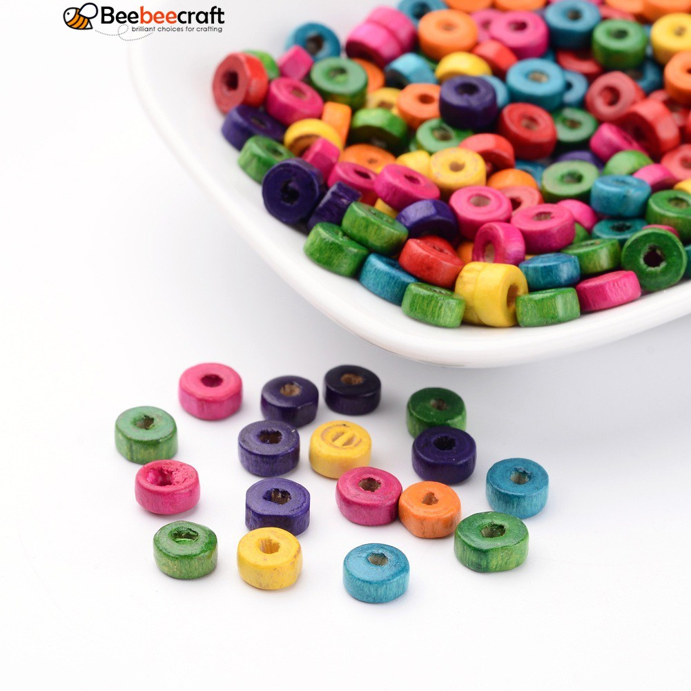 Ready stock 200-800 miếng gỗ hạt rời ống nhuộm cột lót spacer charms màu hỗn hợp cho đồ trang sức tự làm